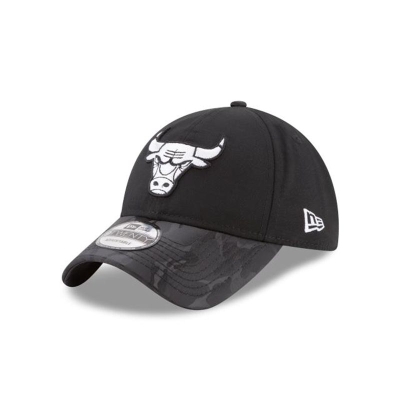 Black Chicago Bulls Hat - New Era NBA Camo Shade 9TWENTY Adjustable Caps USA0174623